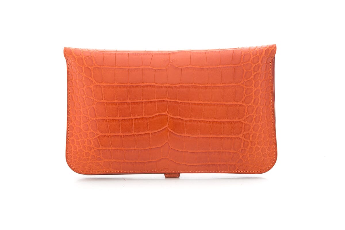 HermÃƒÆ’Ã‚Â¨s 2014 Orange Dogon Duo Alligator Wallet/ Clutch