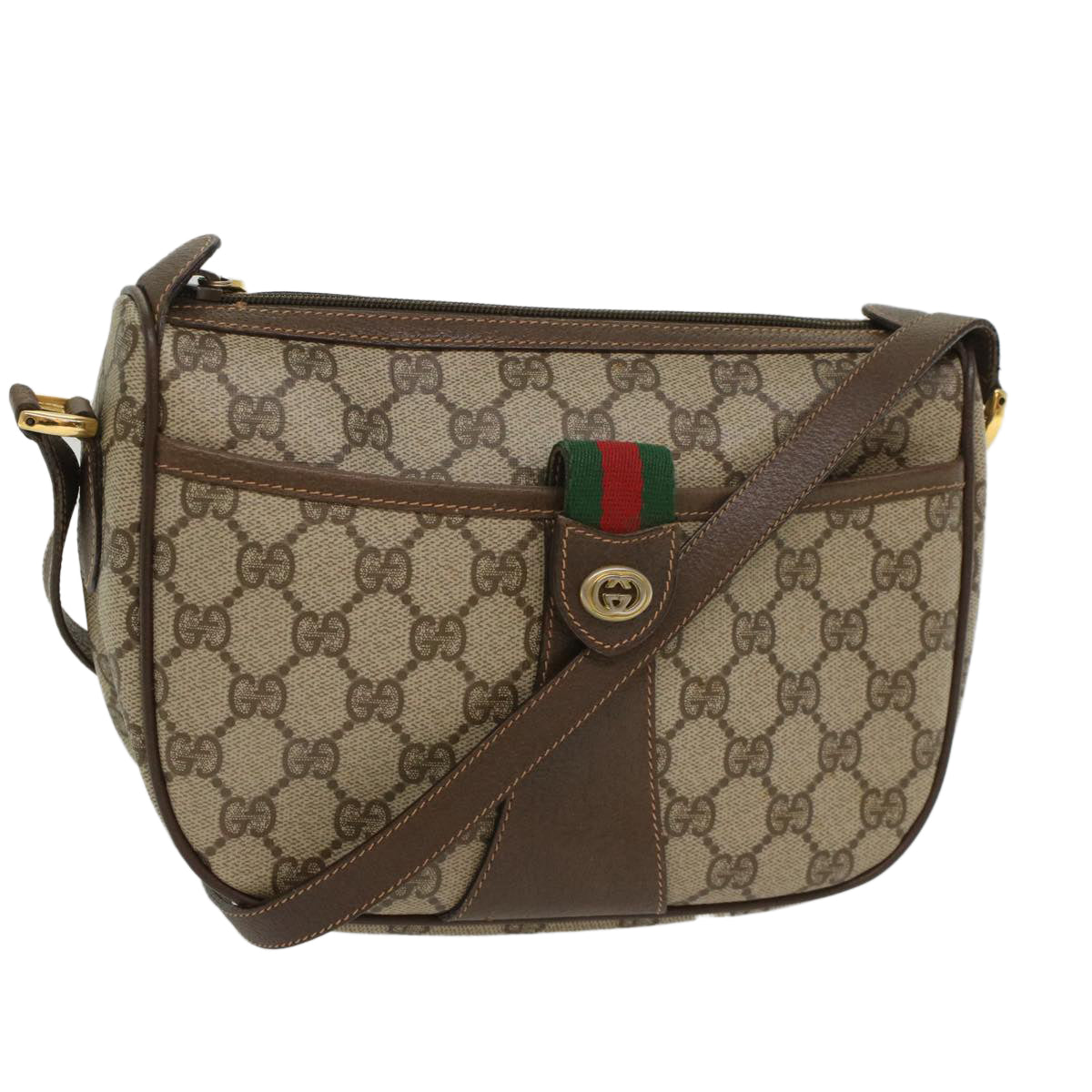 GUCCI GG Canvas Web Sherry Line Shoulder Bag Beige Red 89 02 032 54856