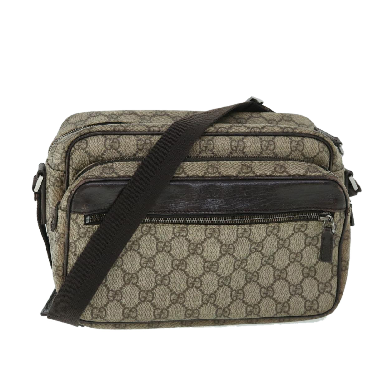 GUCCI GG Canvas Shoulder Bag PVC Leather Beige 114531 54876