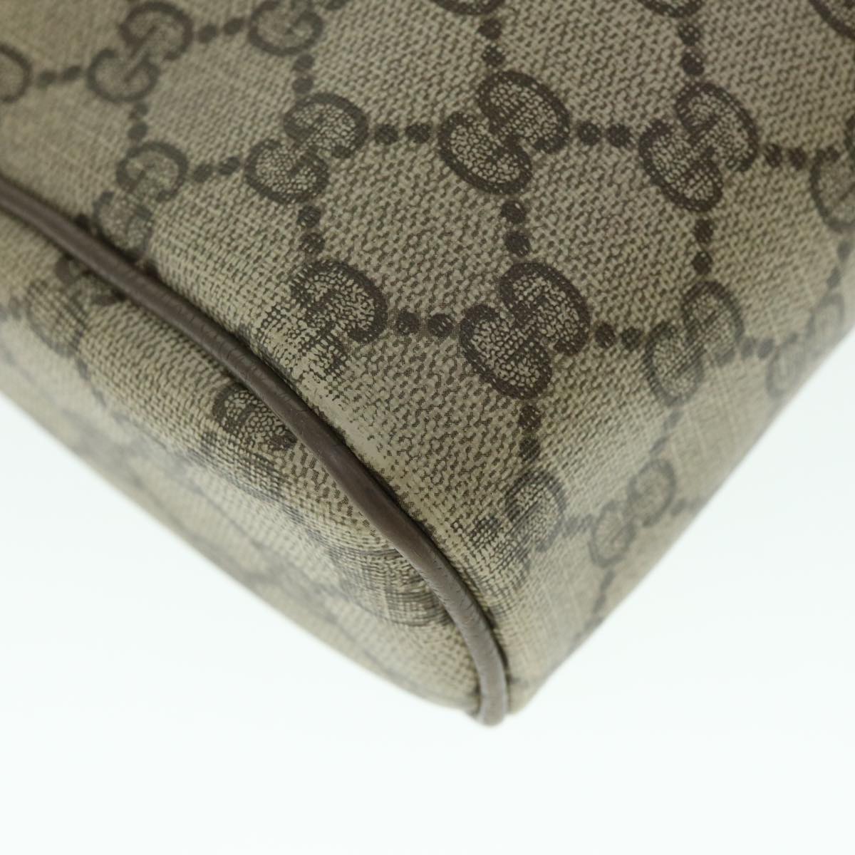 GUCCI GG Canvas Web Sherry Line Clutch Bag PVC Leather Beige Green 54882