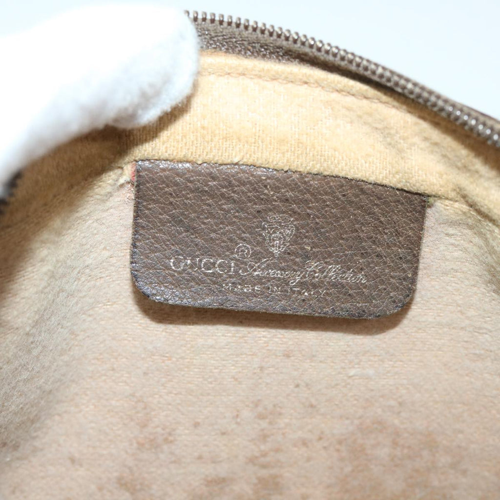 GUCCI GG Canvas Web Sherry Line Clutch Bag PVC Leather Beige Green 54882