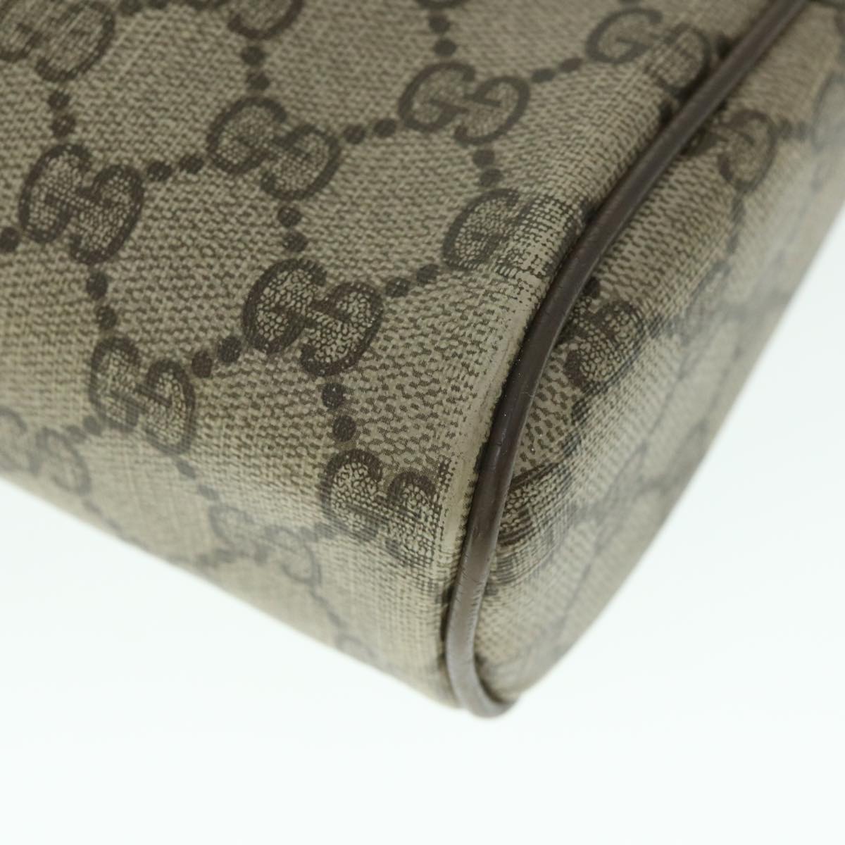GUCCI GG Canvas Web Sherry Line Clutch Bag PVC Leather Beige Green 54882