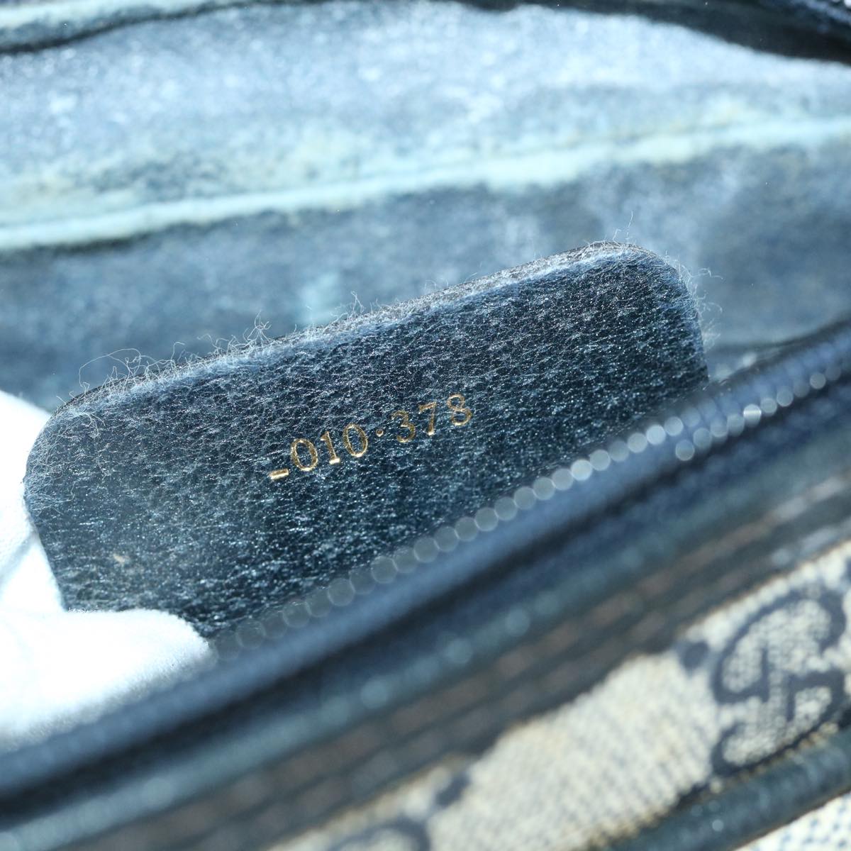 GUCCI GG Canvas Sherry Line Hand Bag PVC Leather Navy Red 54884