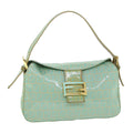 FENDI Zucchino Canvas Mamma Baguette Shoulder Bag Coated Canvas Blue 54889