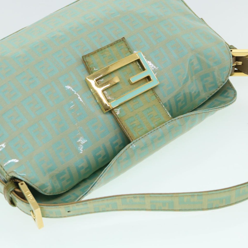 FENDI Zucchino Canvas Mamma Baguette Shoulder Bag Coated Canvas Blue 54889