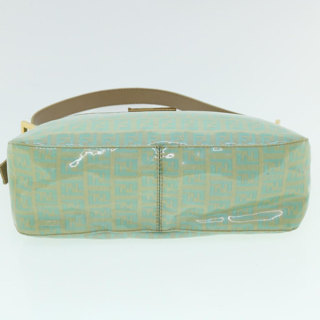 FENDI Zucchino Canvas Mamma Baguette Shoulder Bag Coated Canvas Blue 54889