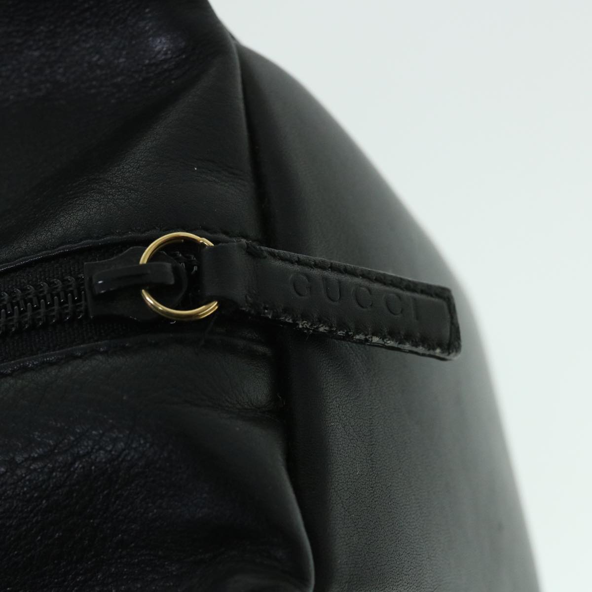 GUCCI Bamboo Hand Bag Leather Black 54902
