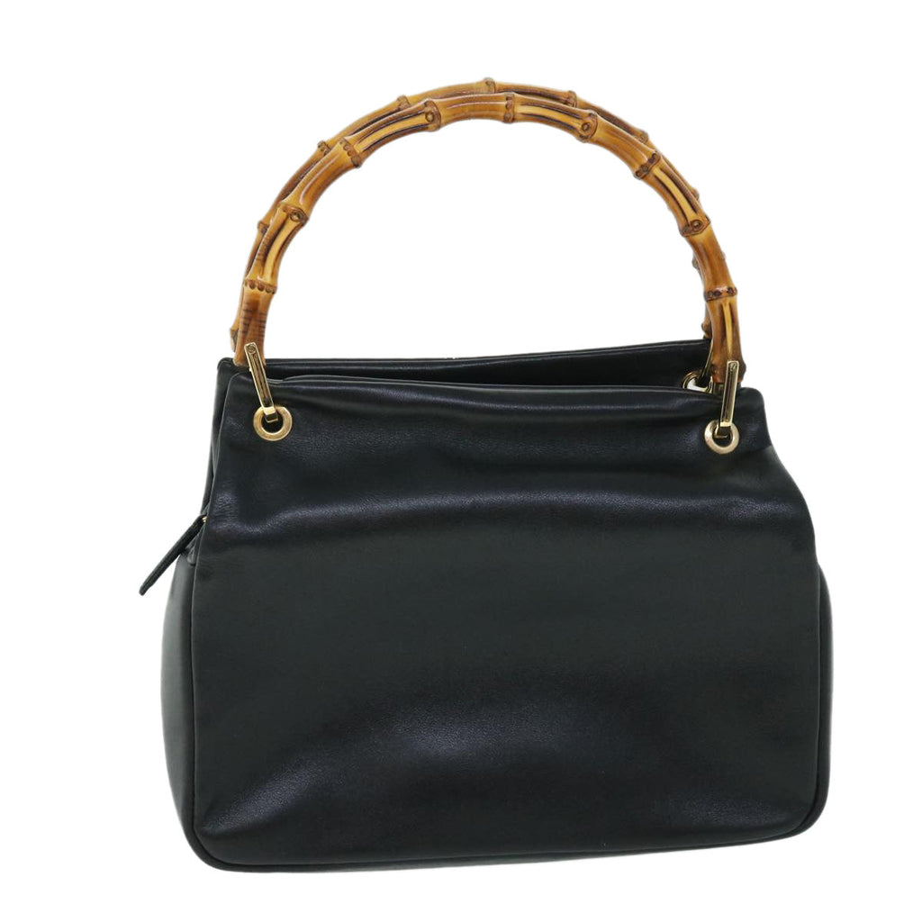 GUCCI Bamboo Hand Bag Leather Black 54902