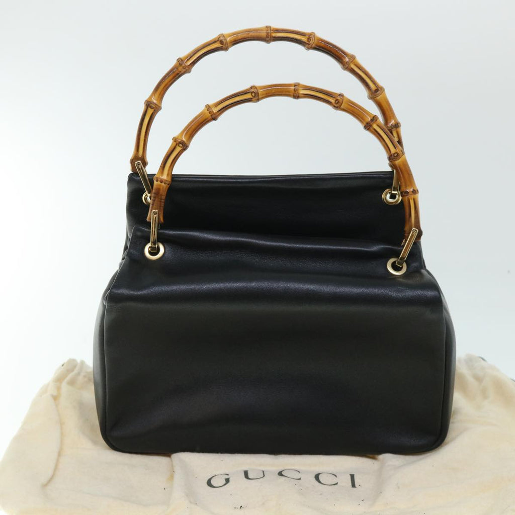 GUCCI Bamboo Hand Bag Leather Black 54902