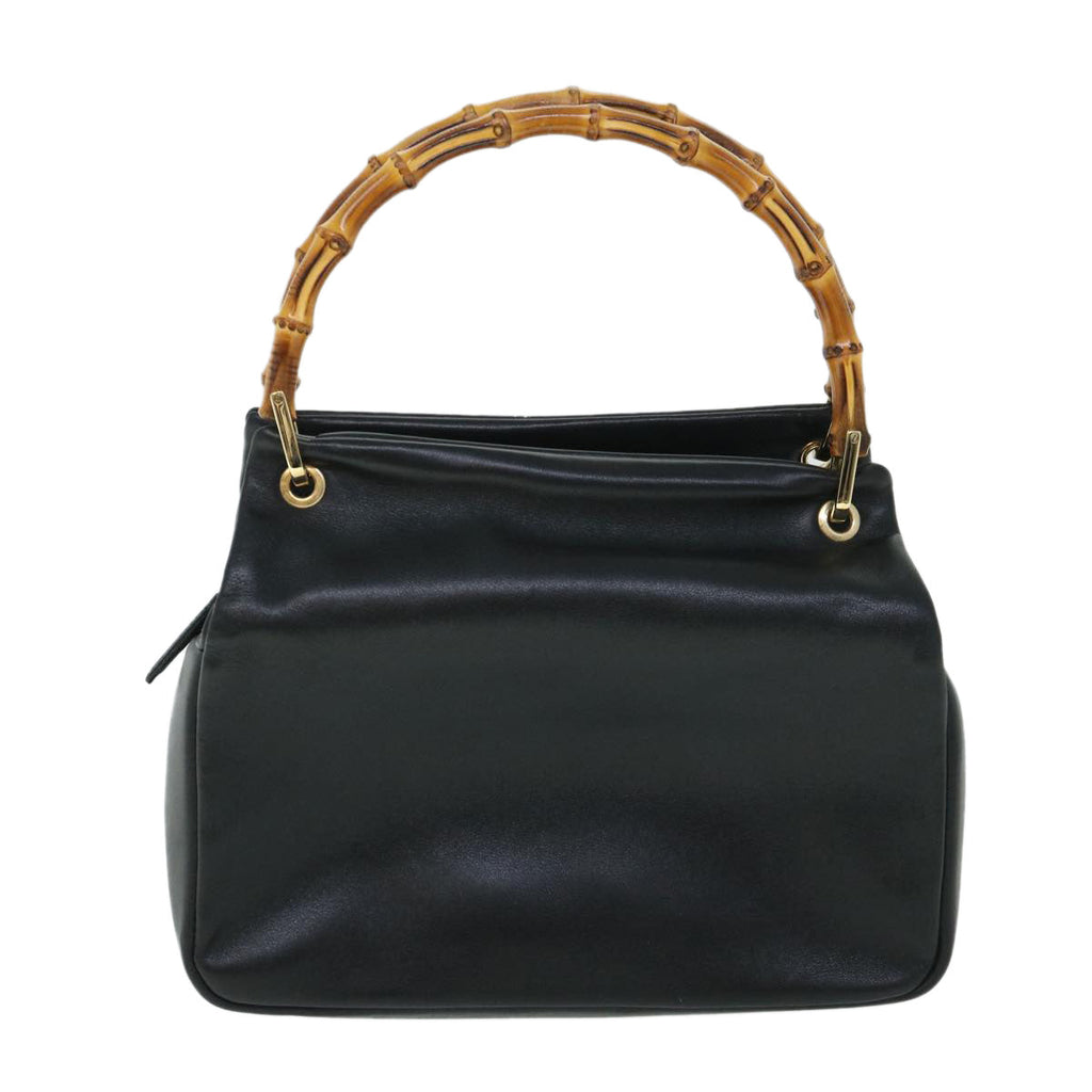 GUCCI Bamboo Hand Bag Leather Black 54902