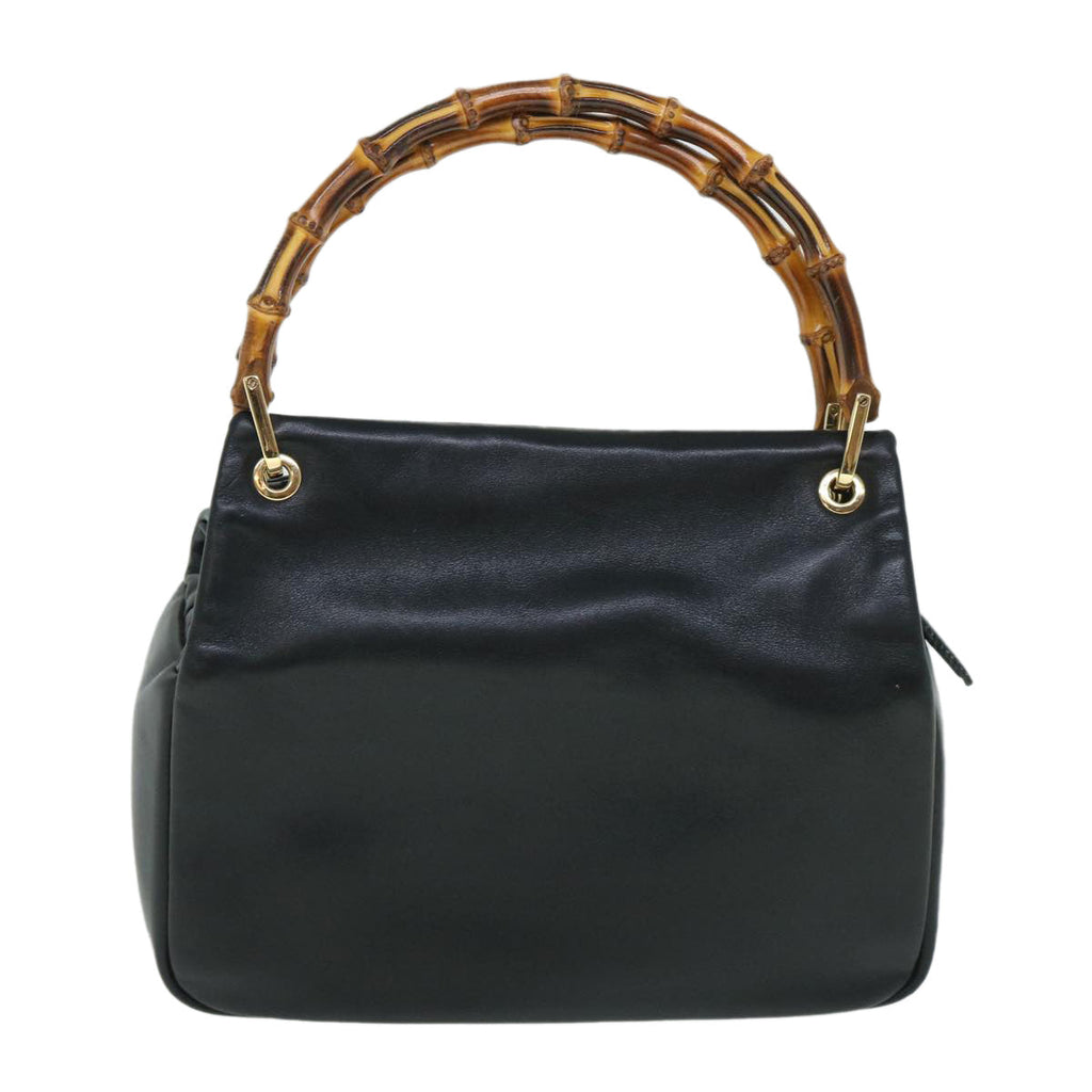 GUCCI Bamboo Hand Bag Leather Black 54902