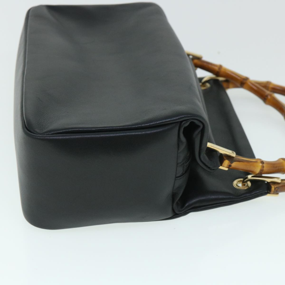 GUCCI Bamboo Hand Bag Leather Black 54902