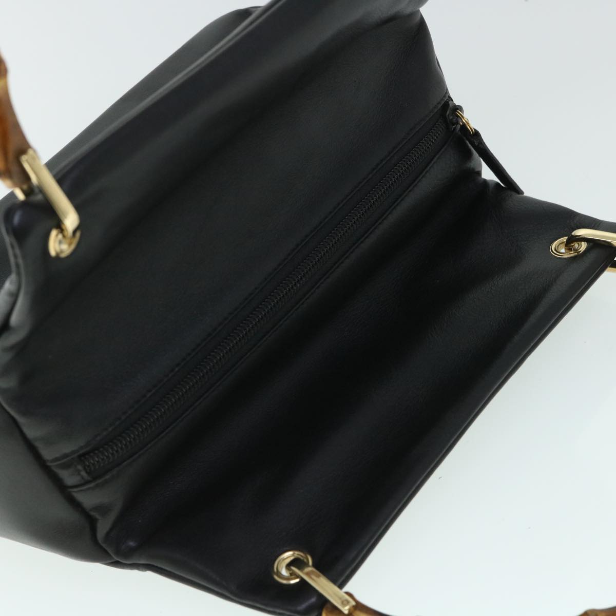 GUCCI Bamboo Hand Bag Leather Black 54902