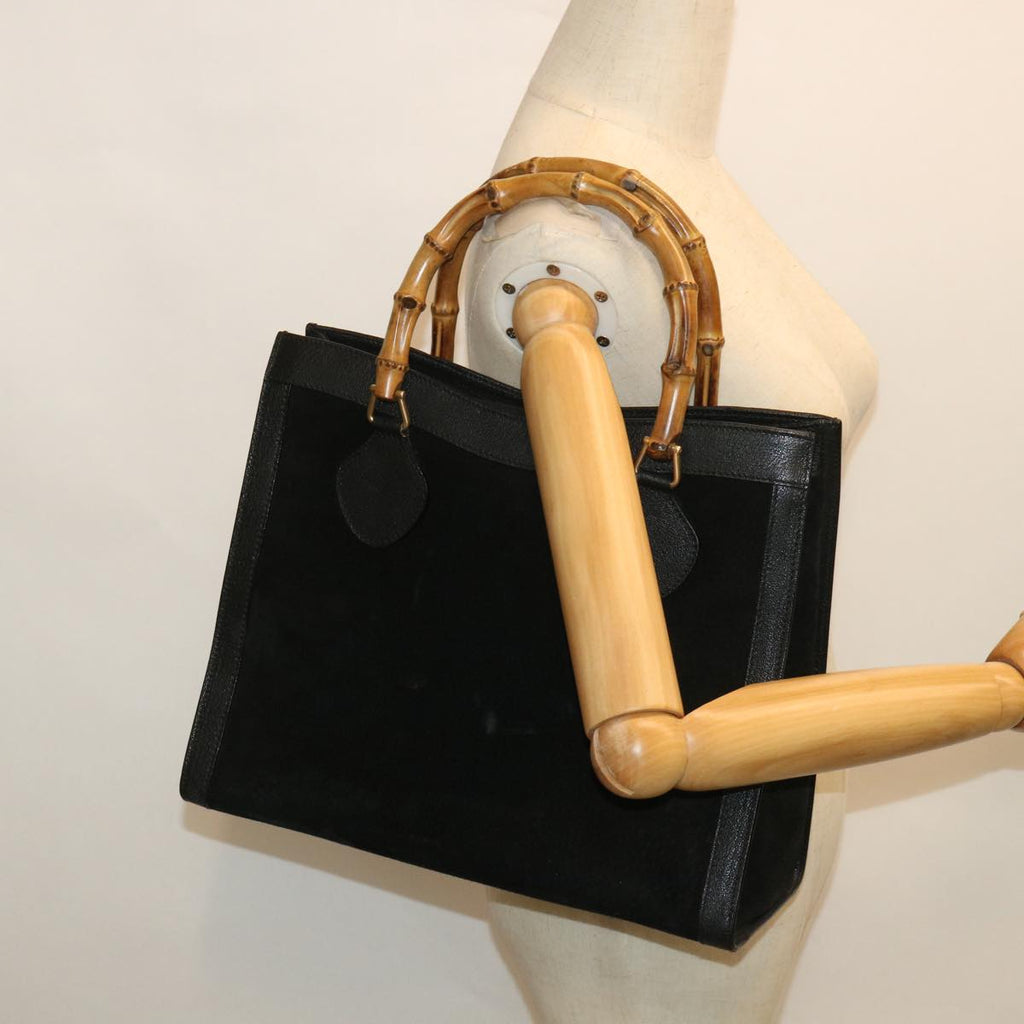 GUCCI Bamboo Hand Bag Suede Leather Black 002 2865 0260 54914