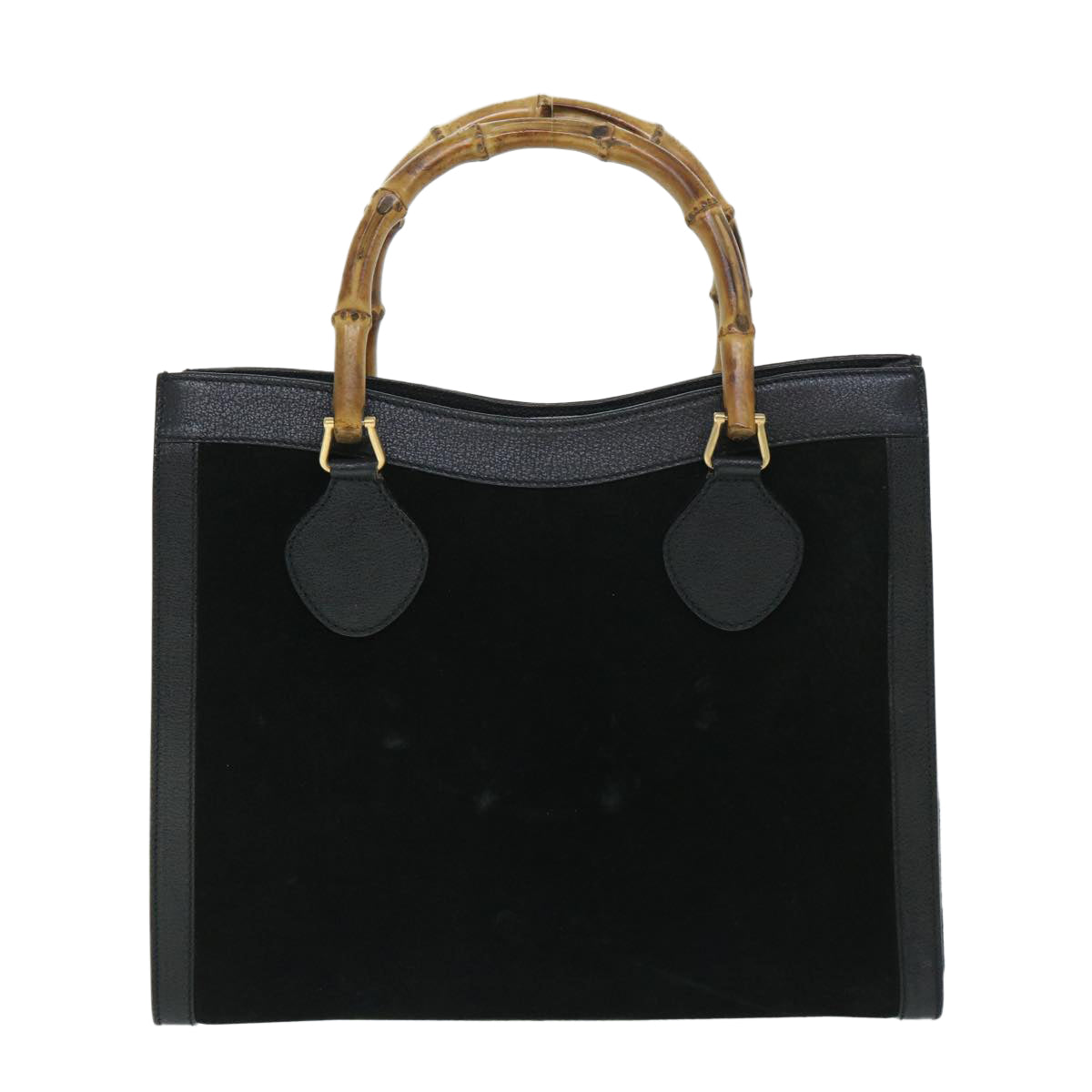 GUCCI Bamboo Hand Bag Suede Leather Black 002 2865 0260 54914
