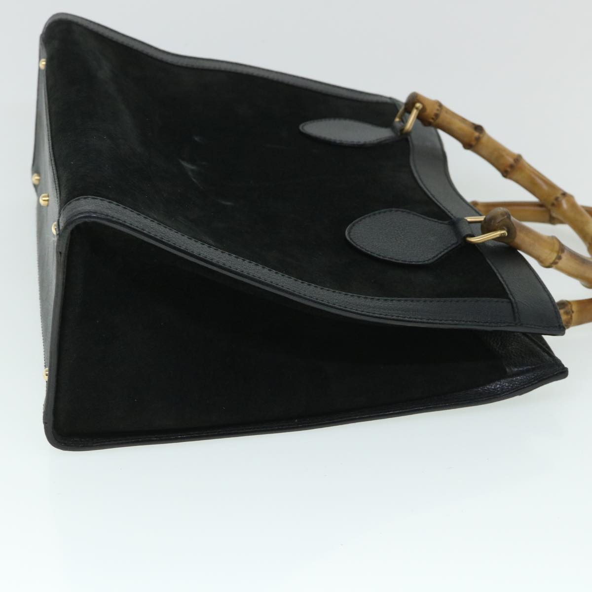 GUCCI Bamboo Hand Bag Suede Leather Black 002 2865 0260 54914