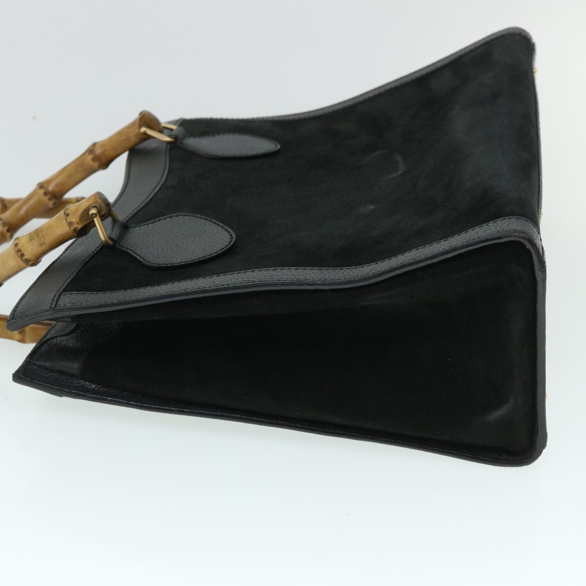 GUCCI Bamboo Hand Bag Suede Leather Black 002 2865 0260 54914