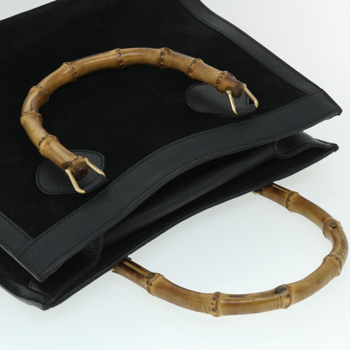 GUCCI Bamboo Hand Bag Suede Leather Black 002 2865 0260 54914