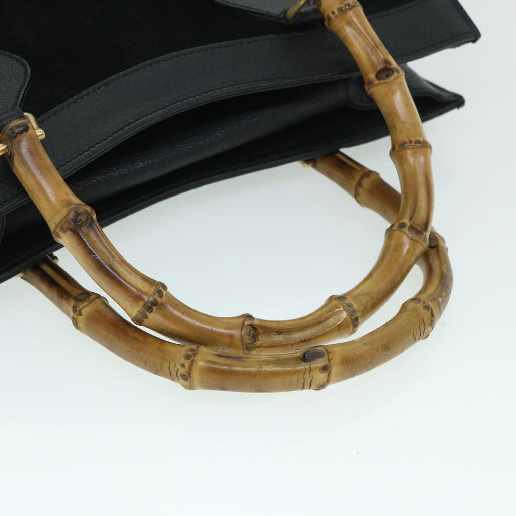 GUCCI Bamboo Hand Bag Suede Leather Black 002 2865 0260 54914