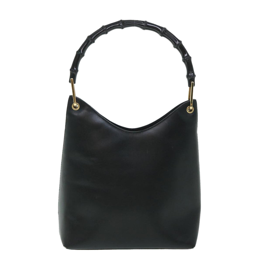 GUCCI Bamboo Shoulder Bag Leather Black 54916