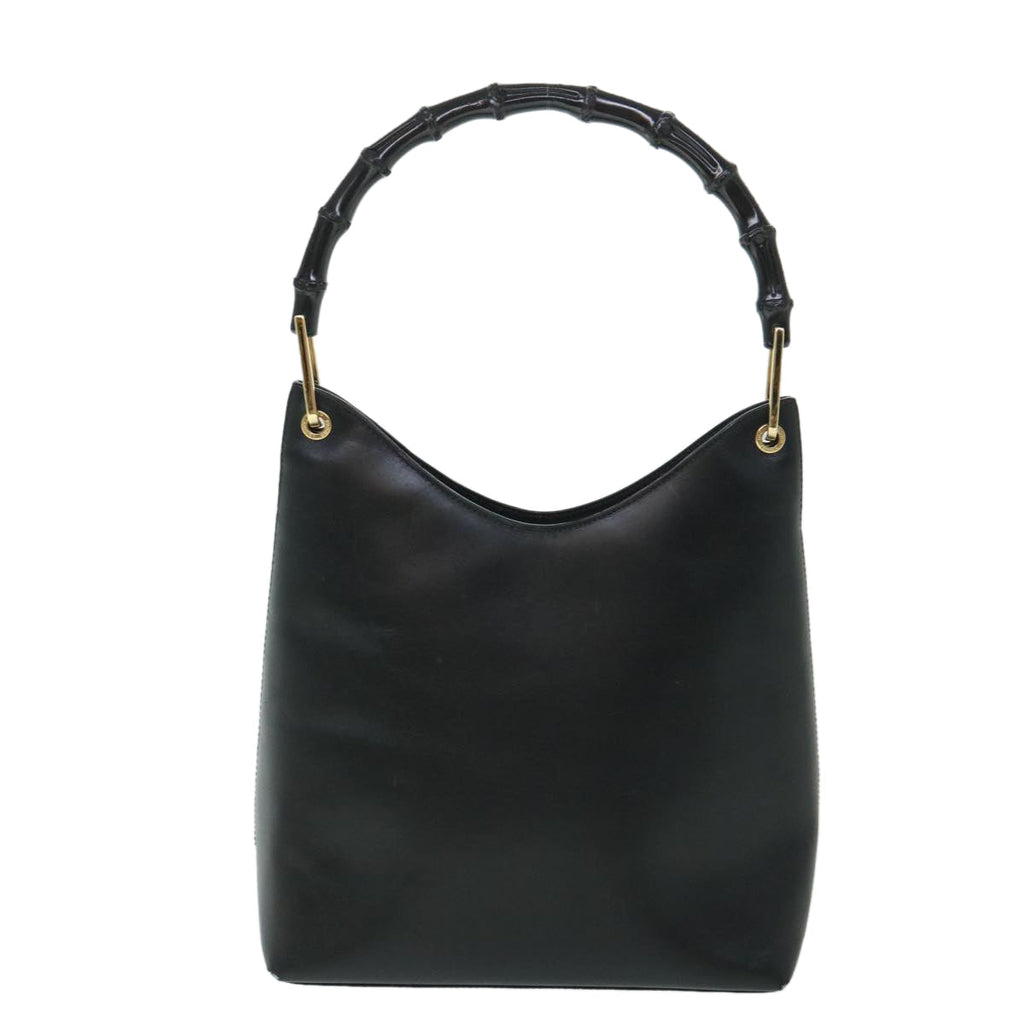 GUCCI Bamboo Shoulder Bag Leather Black 54916