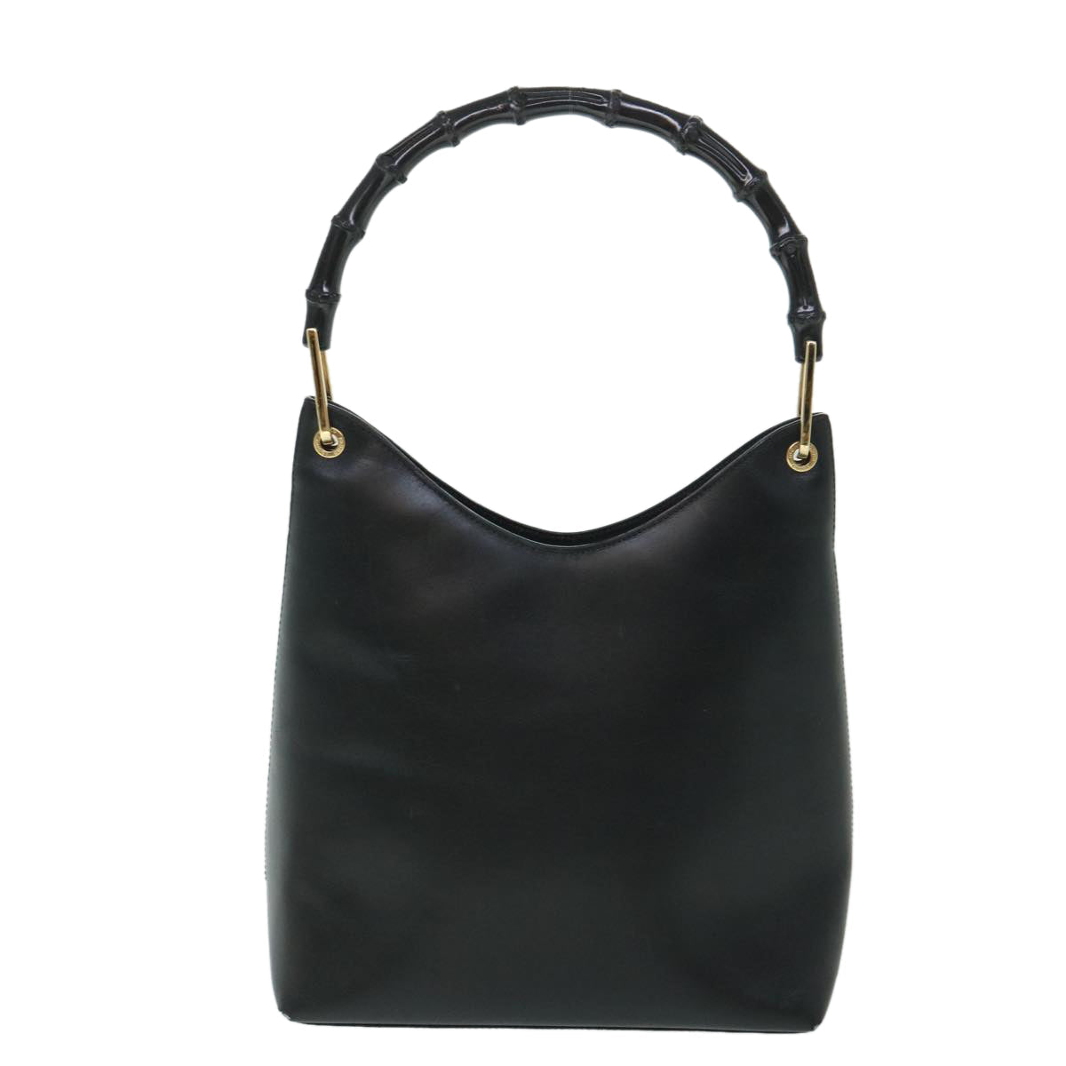 GUCCI Bamboo Shoulder Bag Leather Black 54916