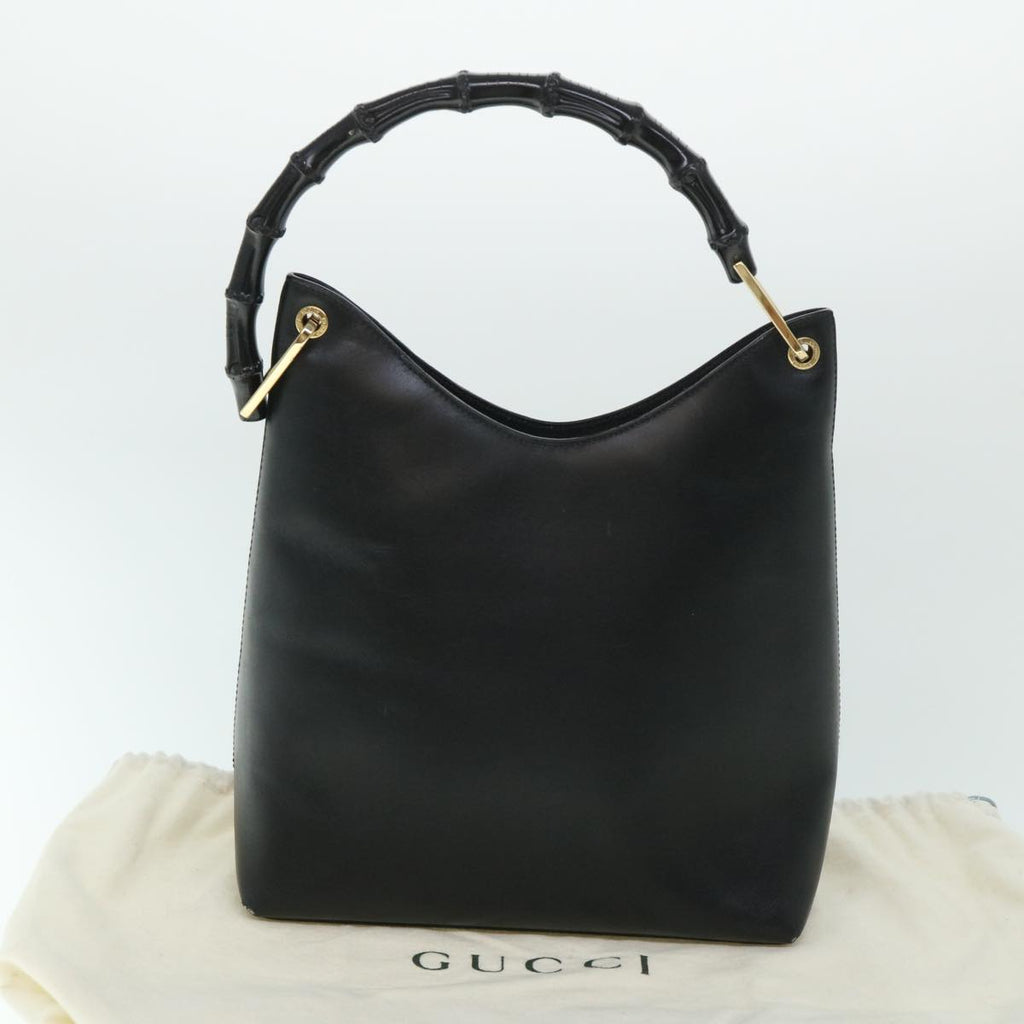 GUCCI Bamboo Shoulder Bag Leather Black 54916