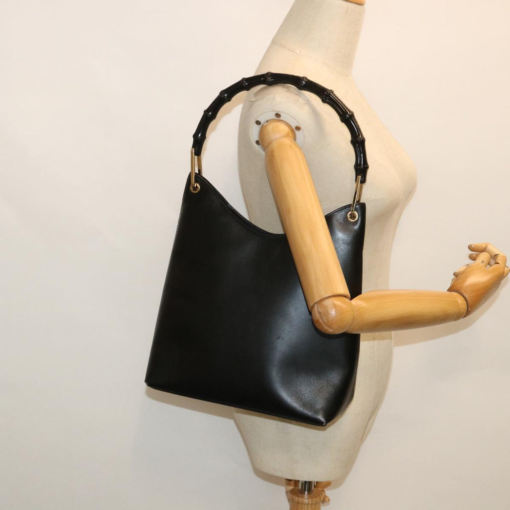 GUCCI Bamboo Shoulder Bag Leather Black 54916