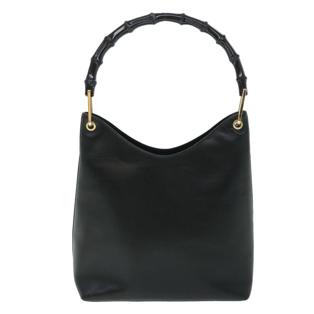GUCCI Bamboo Shoulder Bag Leather Black 54916
