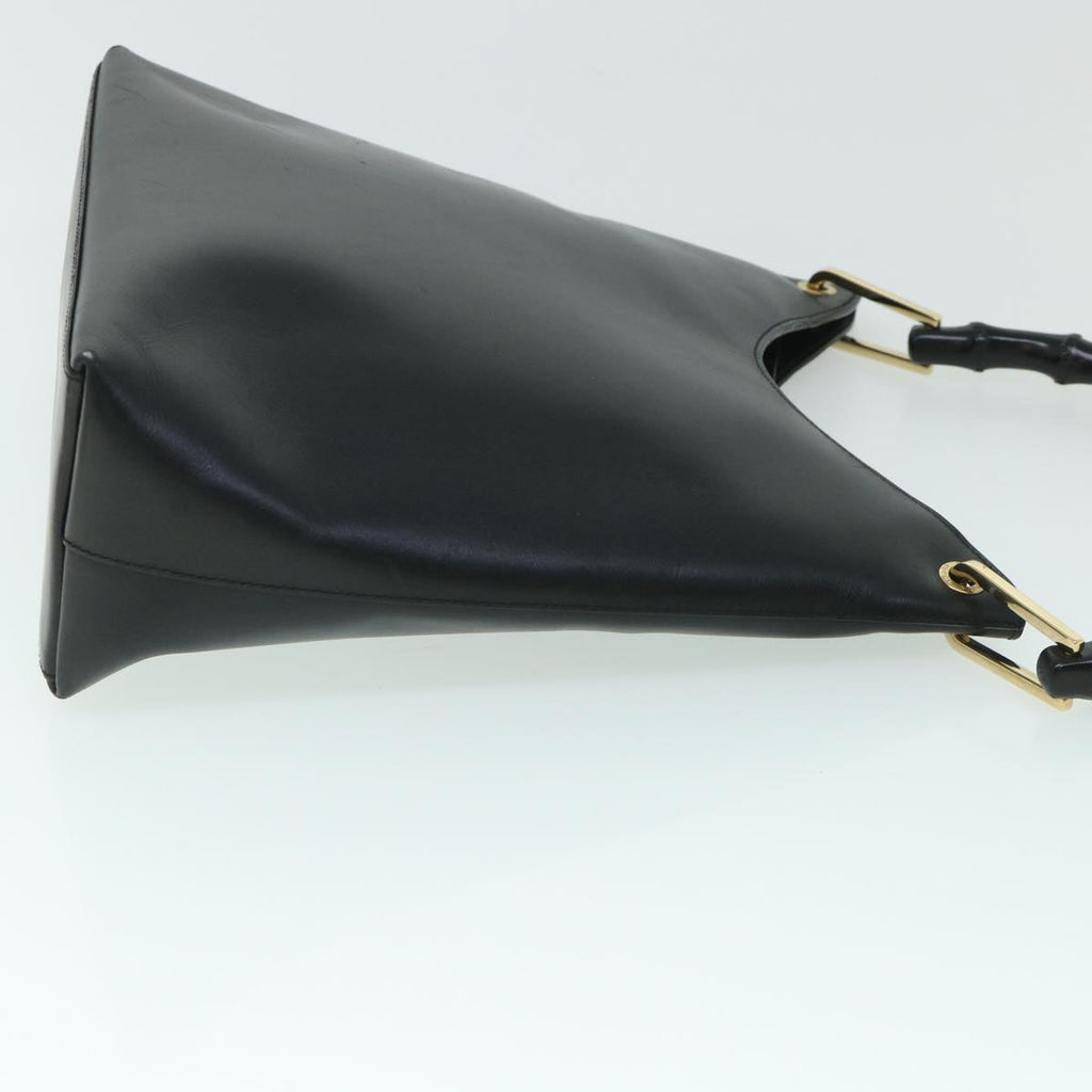 GUCCI Bamboo Shoulder Bag Leather Black 54916