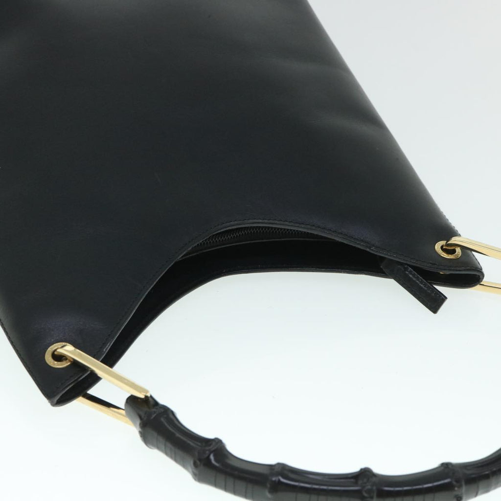 GUCCI Bamboo Shoulder Bag Leather Black 54916