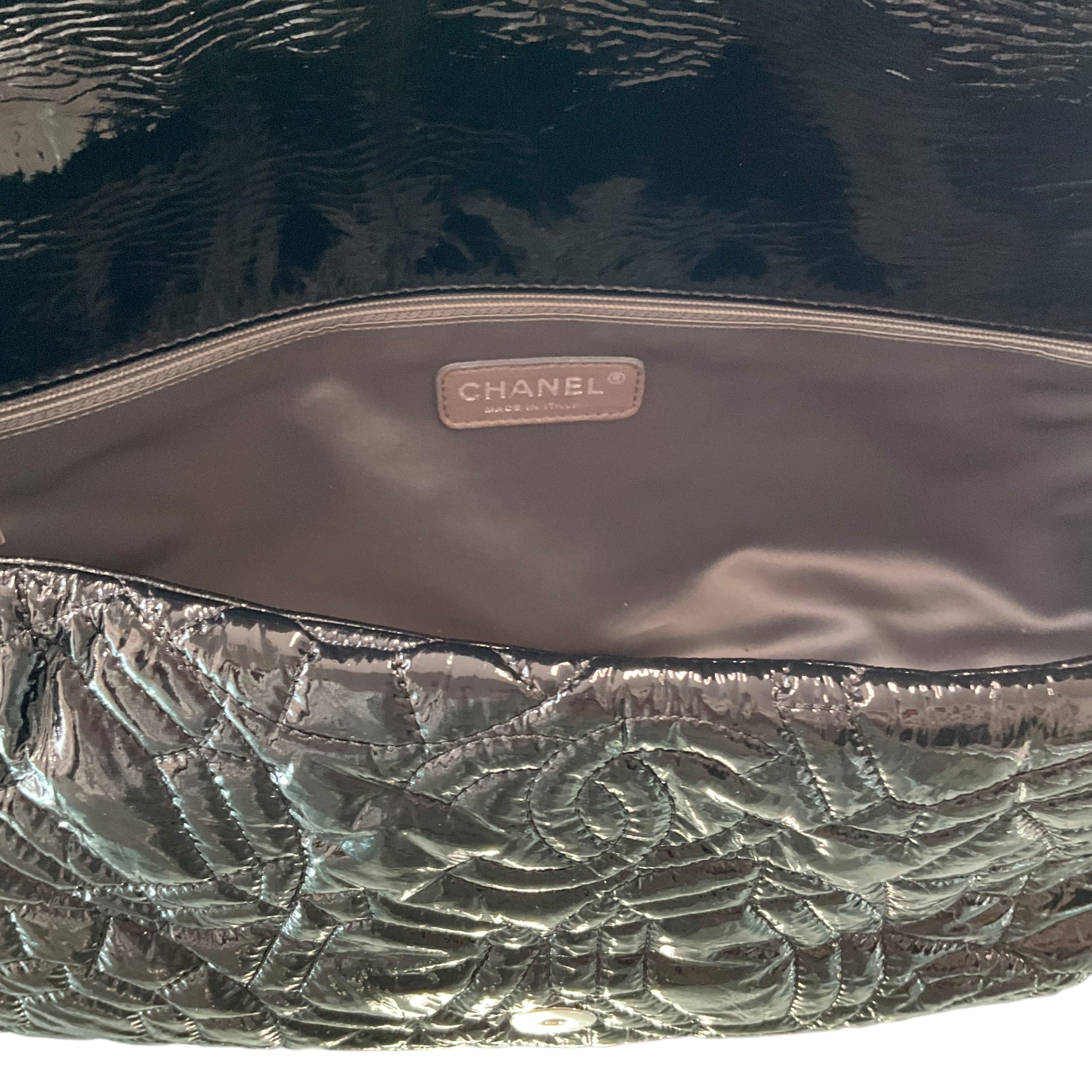 Chanel Quilted Patent Leather Hobo Shoulder Bag
