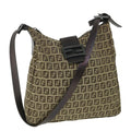FENDI Zucchino Canvas Mamma Baguette Shoulder Bag Brown 54964