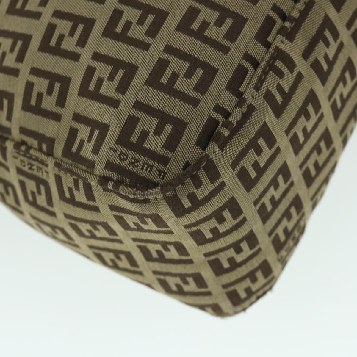FENDI Zucchino Canvas Mamma Baguette Shoulder Bag Brown 54964