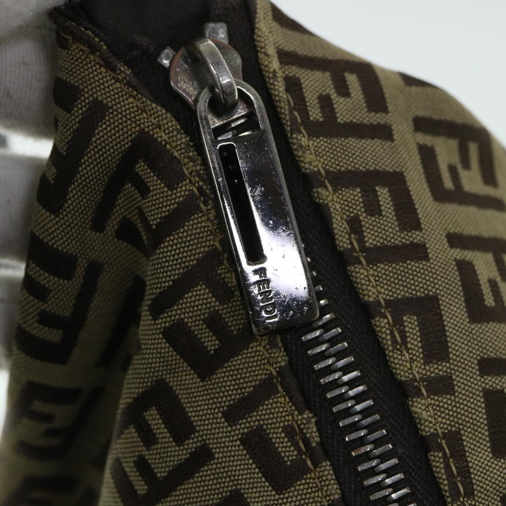 FENDI Zucchino Canvas Mamma Baguette Shoulder Bag Brown 54964