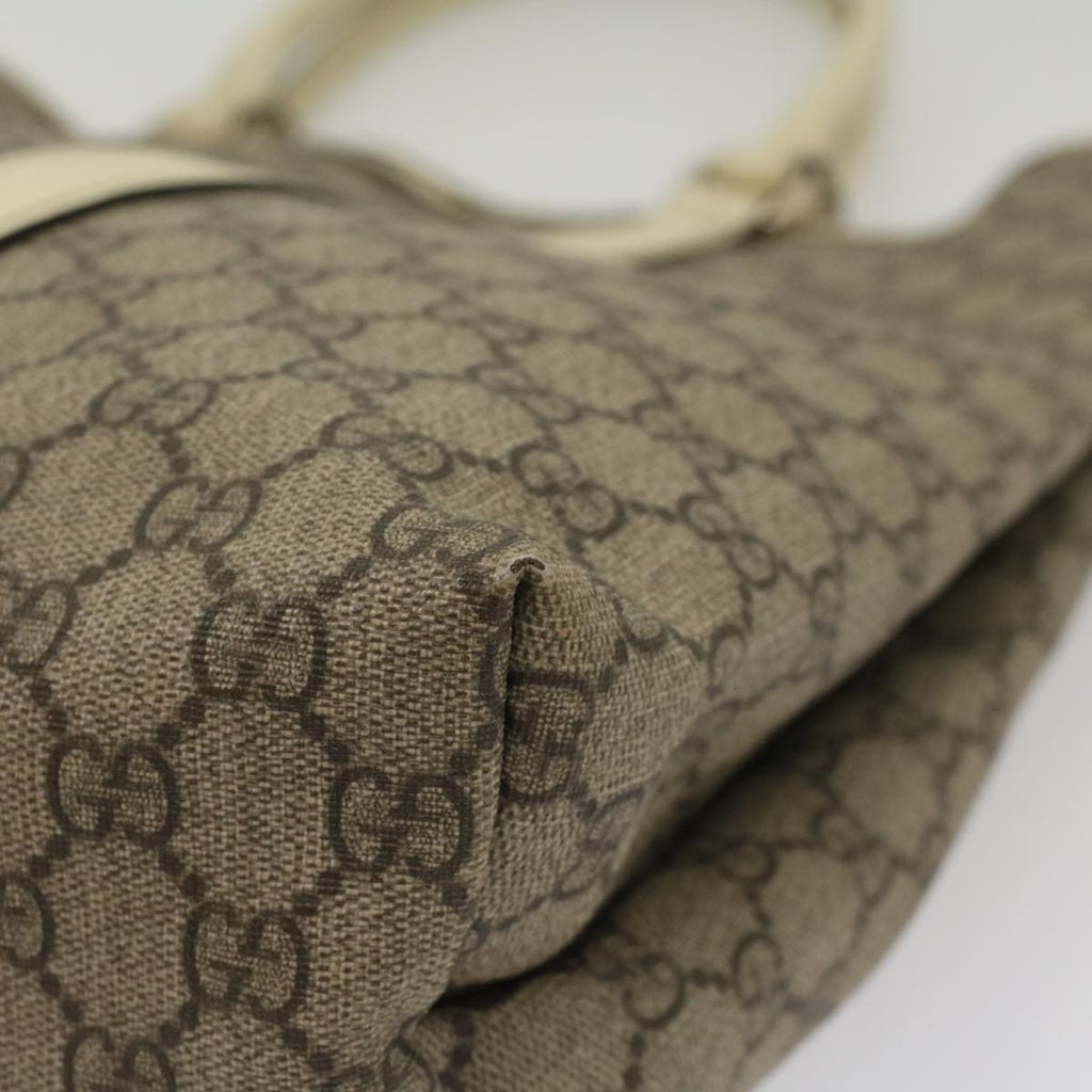 GUCCI GG Canvas Tote Bag PVC Leather Beige 223668 54967