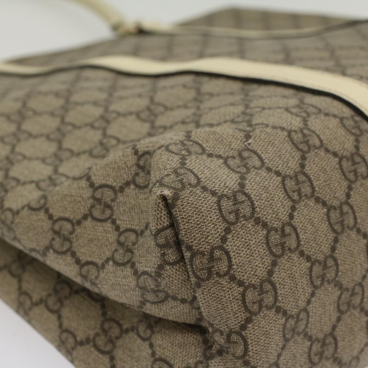 GUCCI GG Canvas Tote Bag PVC Leather Beige 223668 54967