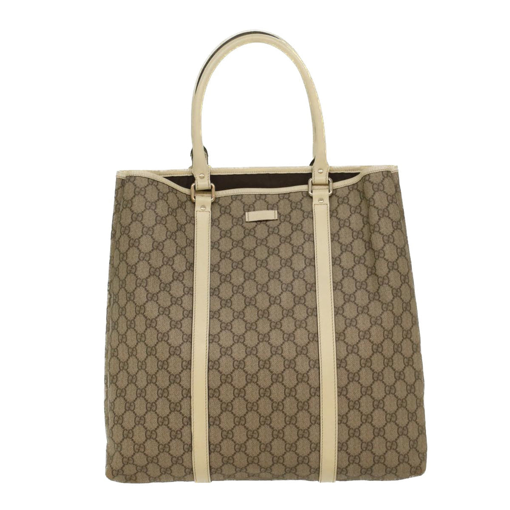 GUCCI GG Canvas Tote Bag PVC Leather Beige 223668 54967
