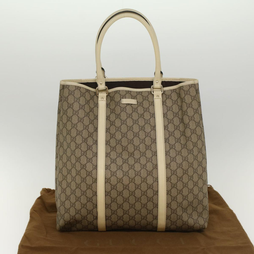 GUCCI GG Canvas Tote Bag PVC Leather Beige 223668 54967