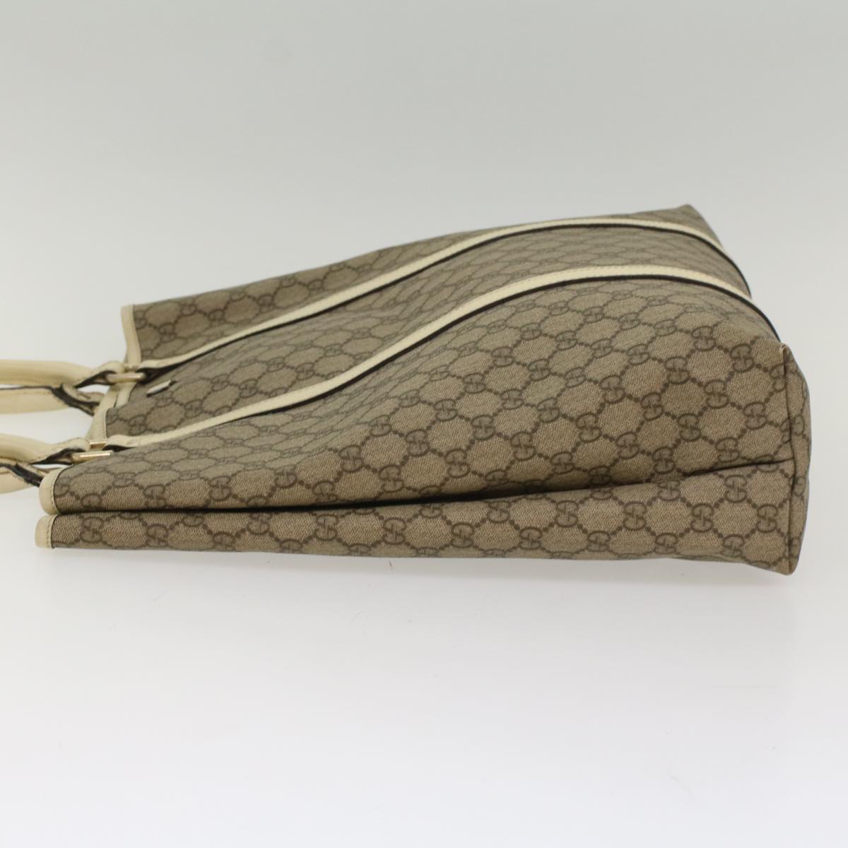 GUCCI GG Canvas Tote Bag PVC Leather Beige 223668 54967