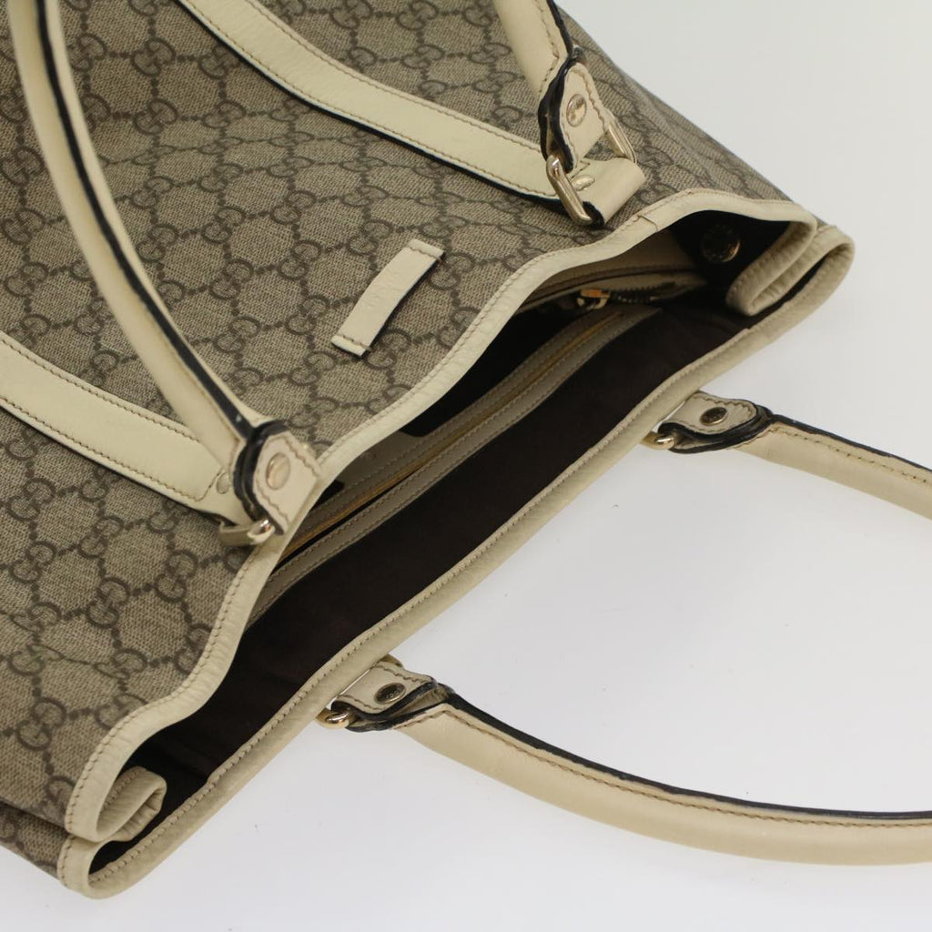GUCCI GG Canvas Tote Bag PVC Leather Beige 223668 54967