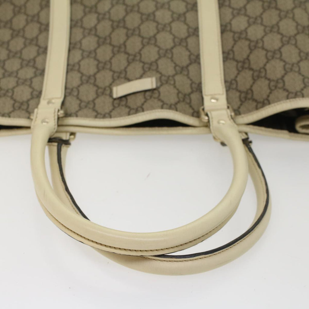 GUCCI GG Canvas Tote Bag PVC Leather Beige 223668 54967