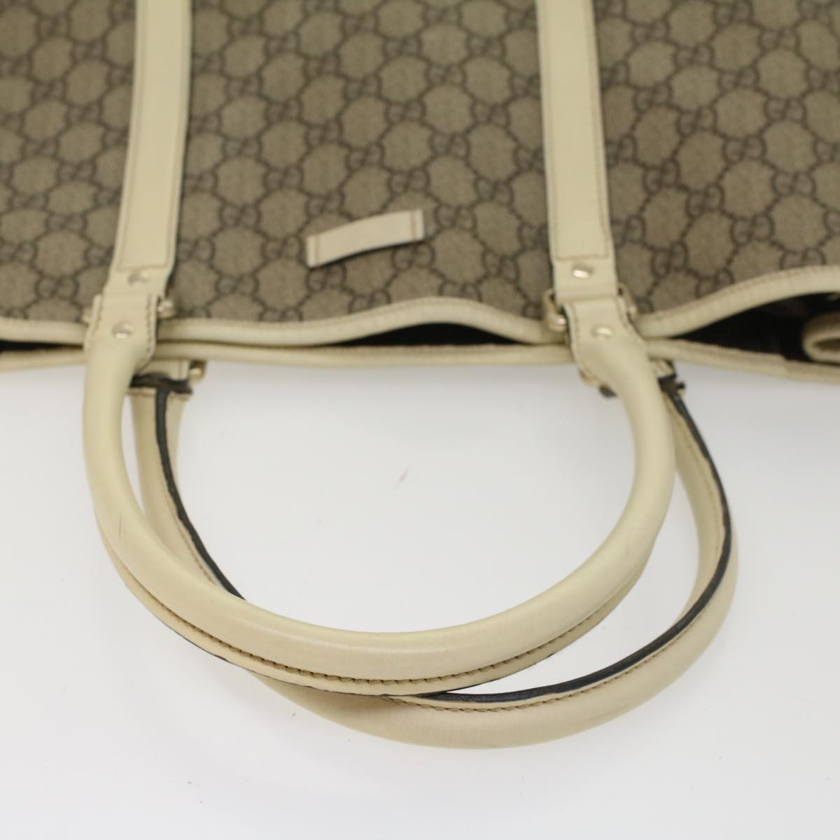 GUCCI GG Canvas Tote Bag PVC Leather Beige 223668 54967