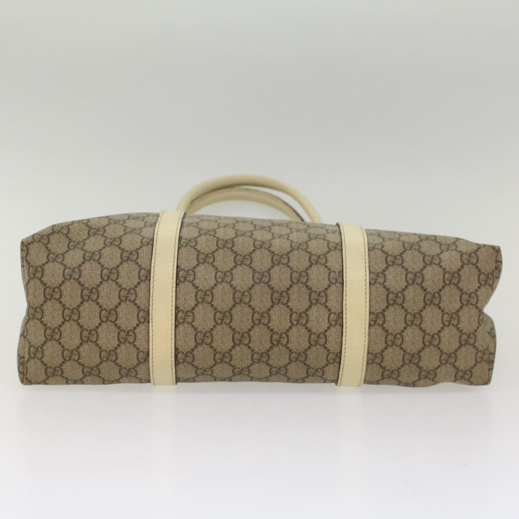 GUCCI GG Canvas Tote Bag PVC Leather Beige 223668 54967