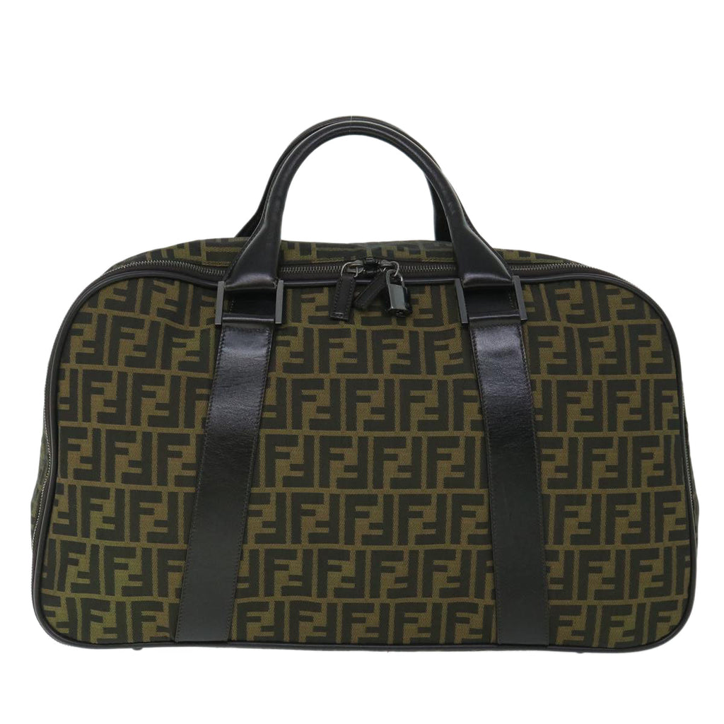 FENDI Zucca Canvas Boston Bag Brown 54989