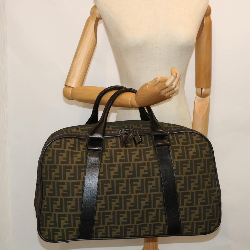 FENDI Zucca Canvas Boston Bag Brown 54989