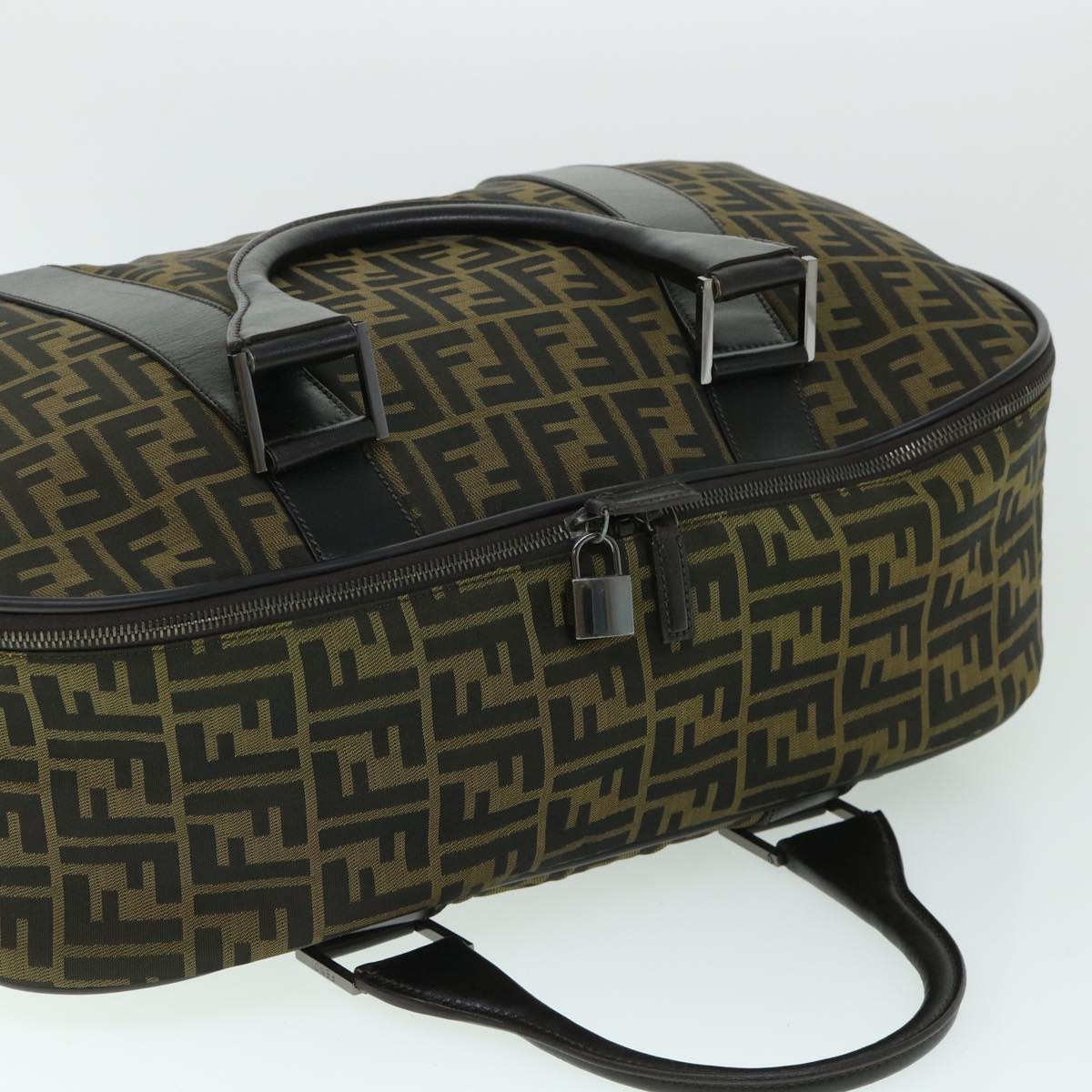 FENDI Zucca Canvas Boston Bag Brown 54989