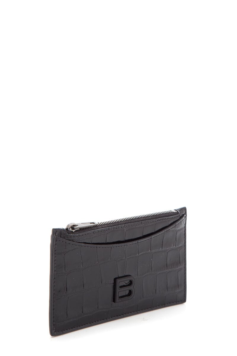 Balenciaga Black Embossed Leather Card Wallet