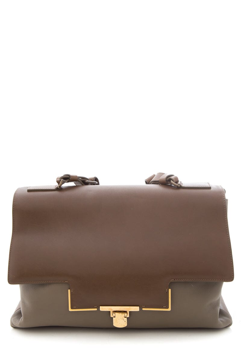 Lavin Paris Brown & Grey Leather Shoulder Bag