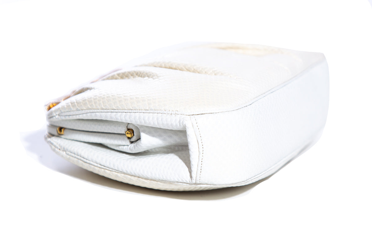 Judith Leiber Cream Lizard Skin Full Set Evening Bag Pouch